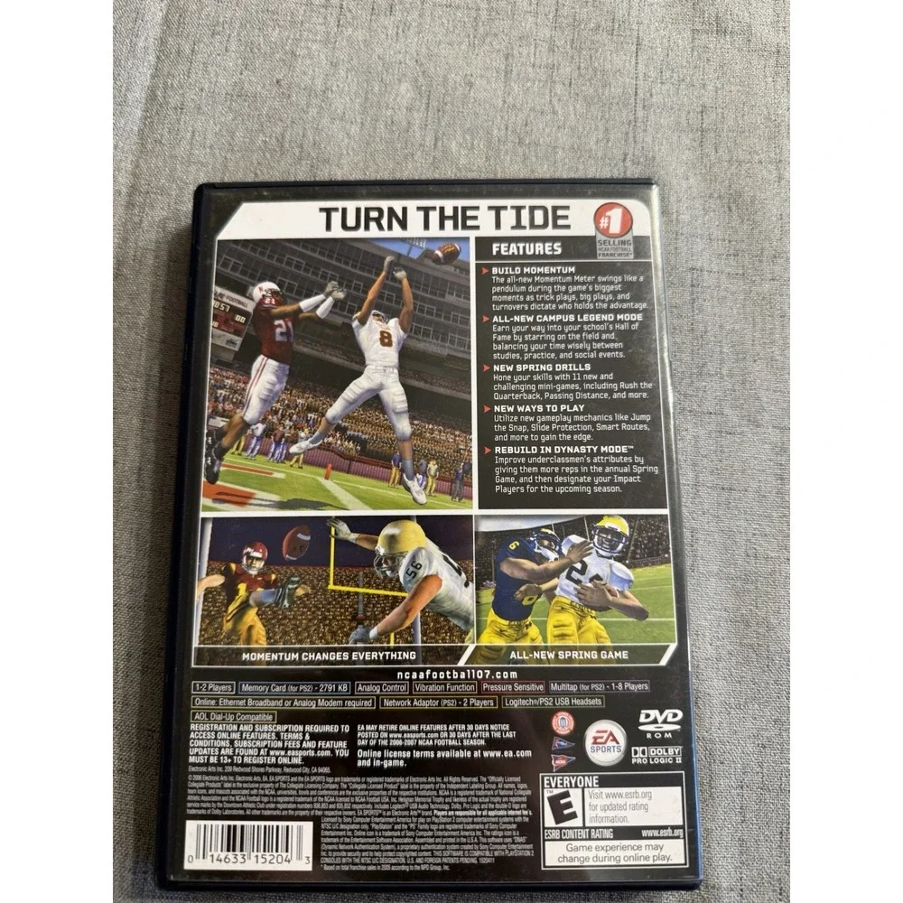 NCAA Football 07 (Sony PlayStation 2, 2006). Untested w/pamphlet‎ Estate